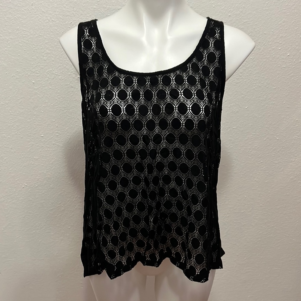Mossimo Black Lace Sheer Top Sz L